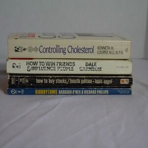 Self Help Books Lot How to Win Friends Controlling‎ Cholesterol Biorhythms